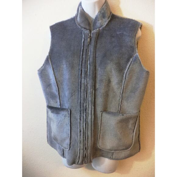 MONTANACO SAGE & GRAY REVERSIBLE EASY CARE FRONT ZIP WOMENS VEST SIZE M - Picture 2 of 7